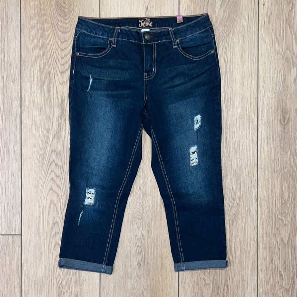 NWT - Justice Girls Dark Blue Capri Jeans
